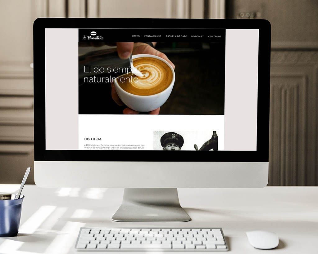 diseño de la pagina web para cafes la brasileña junto al restyling de su marca