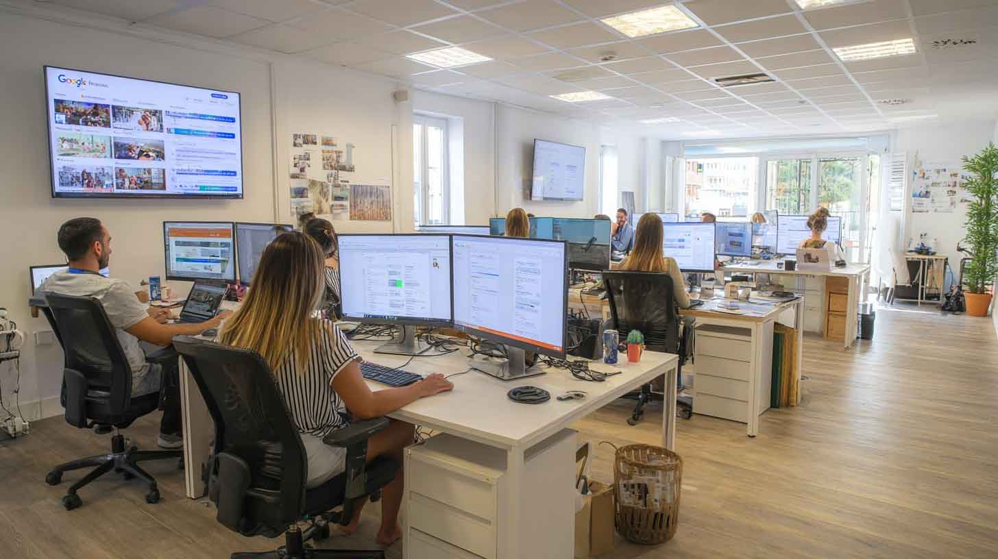 equipo de marketing digital en Vitoria diseñando campañas online