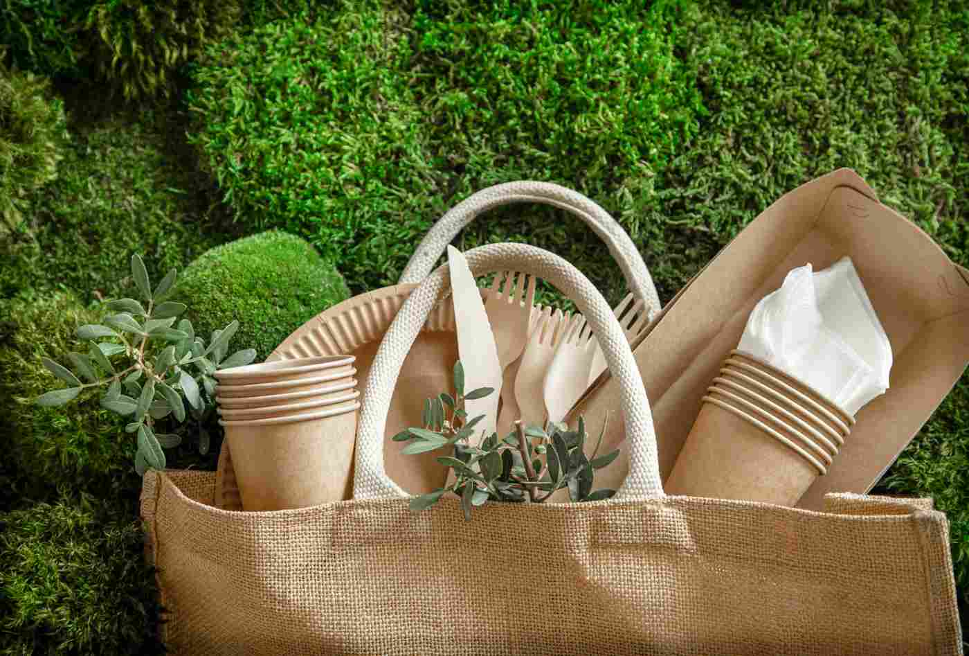 Packaging artesanal sostenible con materiales kraft reciclados y elementos naturales sobre superficie de madera en Álava