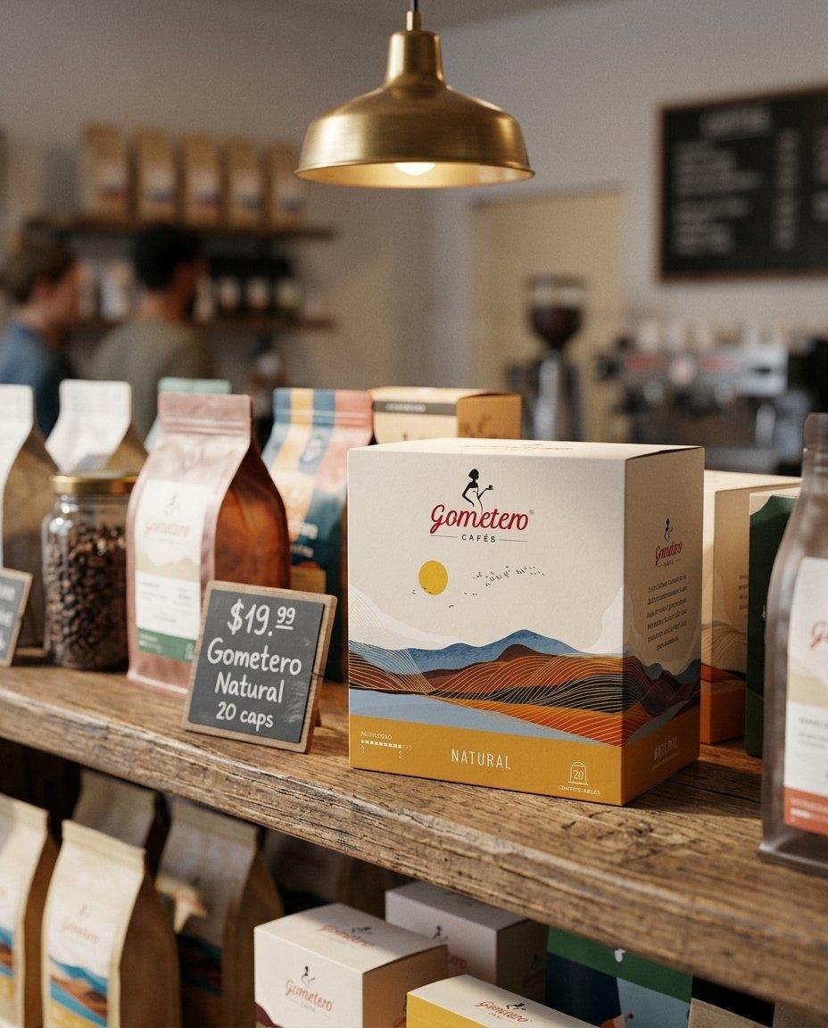 Diseño de packaging de café Gometero en punto de venta